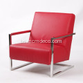 Elegantna moderna kožna fotelja s okvirom od nehrđajućeg čelika
